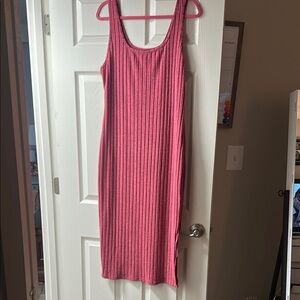 Pink Ribbed Knit Dress